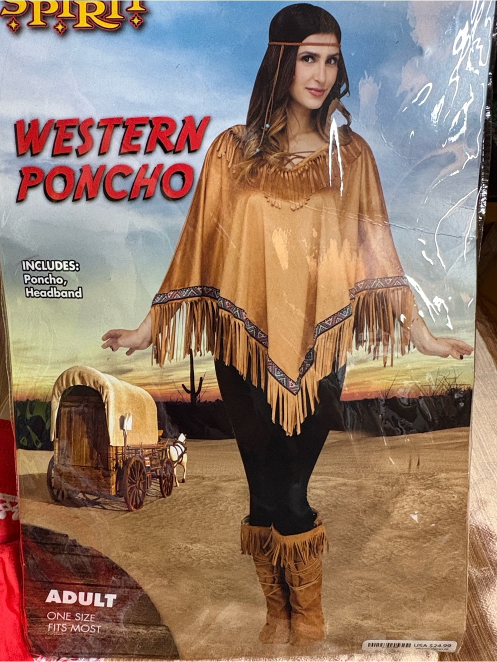 Spirit Western Poncho Adult Costume - Tan